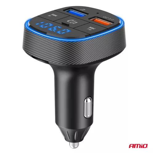 AMiO autós FM-transzmitter 2×USB-A 12V 24V (04648)