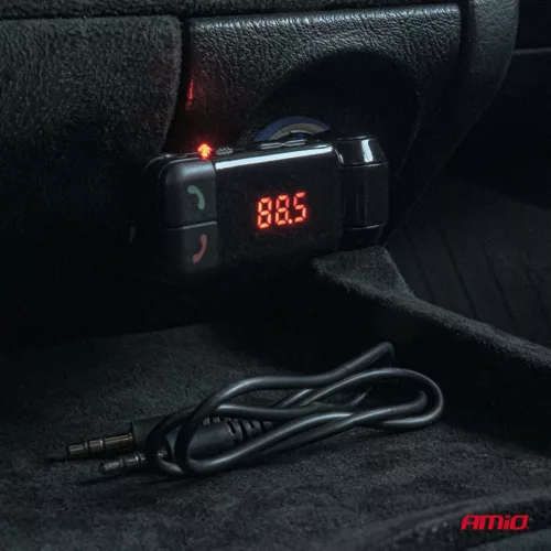AMiO autós FM-transzmitter 2×USB-A 12V 24V (04650)
