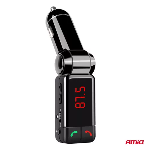 AMiO autós FM-transzmitter 2×USB-A 12V 24V (04650)