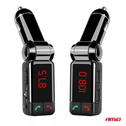 AMiO autós FM-transzmitter 2×USB-A 12V 24V (04650)