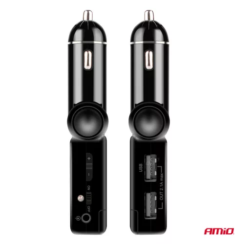 AMiO autós FM-transzmitter 2×USB-A 12V 24V (04650)