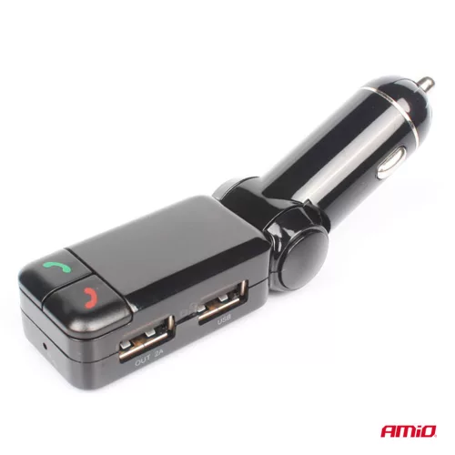 AMiO autós FM-transzmitter 2×USB-A 12V 24V (04650)