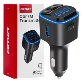   AMiO autós FM-transzmitter 1×USB-A 2×USB-C 12V 24V (04651)