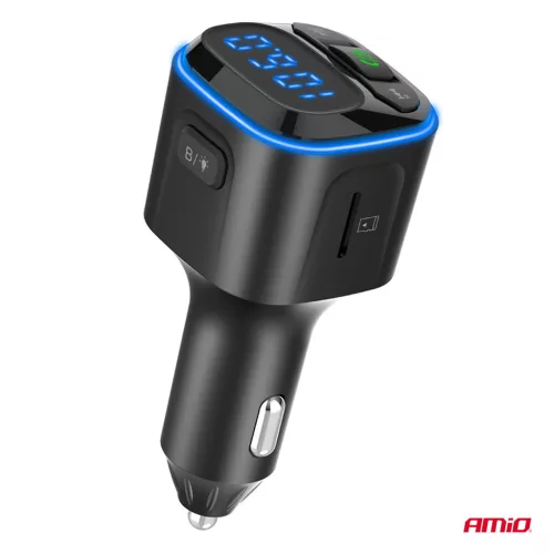 AMiO autós FM-transzmitter 1×USB-A 2×USB-C 12V 24V (04651)