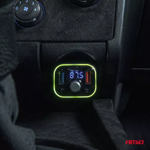 AMiO autós FM-transzmitter 1×USB-C microSD 12V 24V (04652)