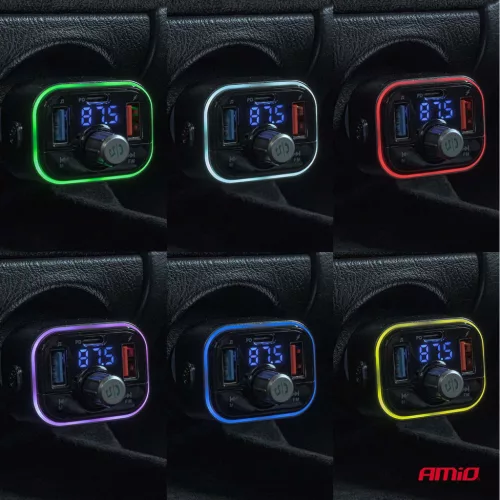 AMiO autós FM-transzmitter 1×USB-C microSD 12V 24V (04652)
