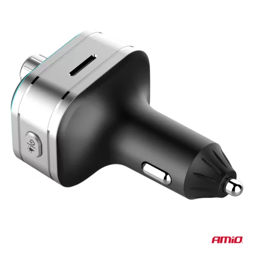 AMiO autós FM-transzmitter 1×USB-C microSD 12V 24V (04652)