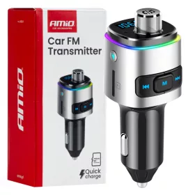 AMiO autós FM-transzmitter 2×USB-A microSD 12V 24V (04654)