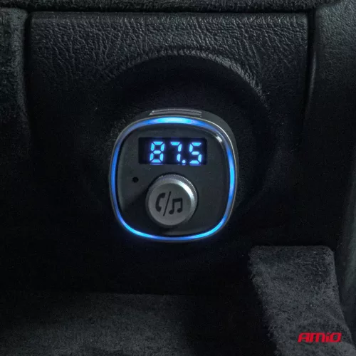 AMiO autós FM-transzmitter 2×USB-A microSD 12V 24V (04654)