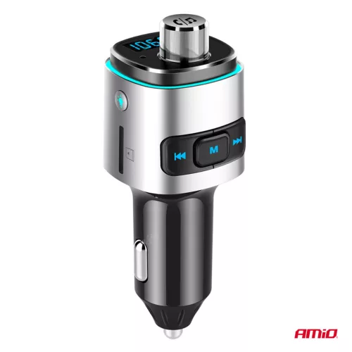 AMiO autós FM-transzmitter 2×USB-A microSD 12V 24V (04654)