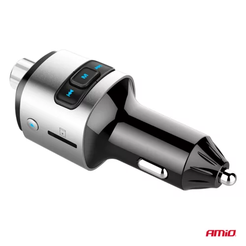 AMiO autós FM-transzmitter 2×USB-A microSD 12V 24V (04654)