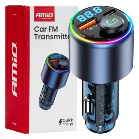   AMiO autós FM-transzmitter 1×USB-A 1×USB-C 12V 24V (04655)