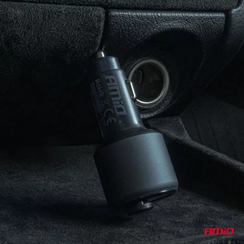 AMiO autós FM-transzmitter 1×USB-A 1×USB-C 12V 24V (04655)