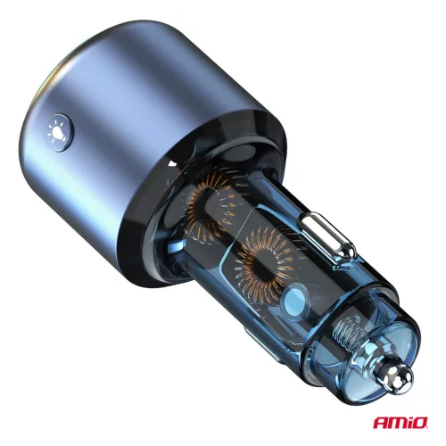 AMiO autós FM-transzmitter 1×USB-A 1×USB-C 12V 24V (04655)