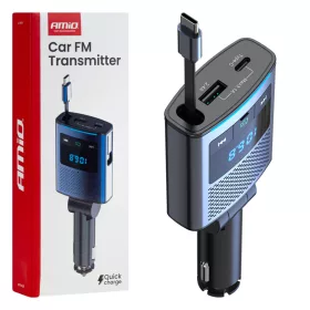   AMiO autós FM-transzmitter 1×USB-A 1×USB-C 12V 24V (04656)