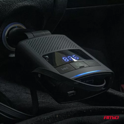AMiO autós FM-transzmitter 1×USB-A 1×USB-C 12V 24V (04656)