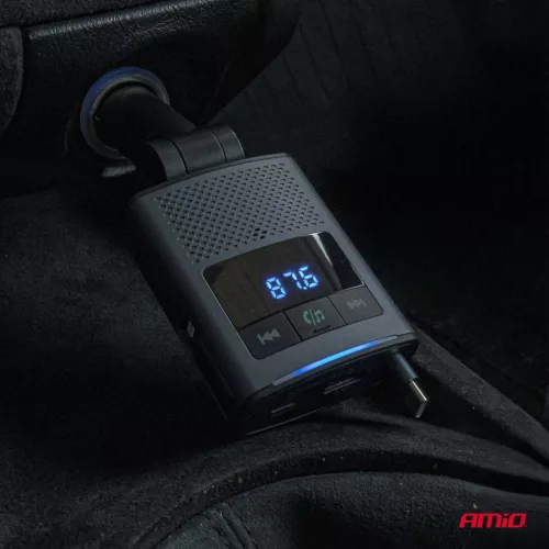 AMiO autós FM-transzmitter 1×USB-A 1×USB-C 12V 24V (04656)