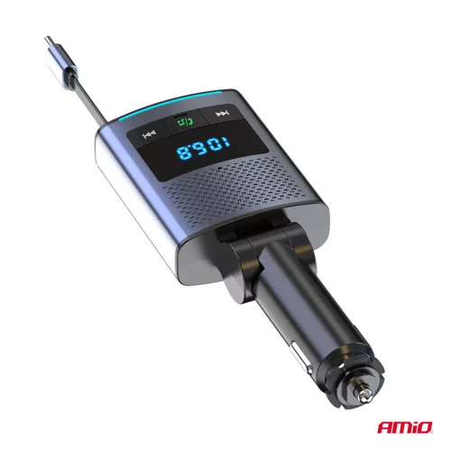 AMiO autós FM-transzmitter 1×USB-A 1×USB-C 12V 24V (04656)