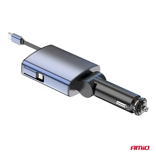 AMiO autós FM-transzmitter 1×USB-A 1×USB-C 12V 24V (04656)