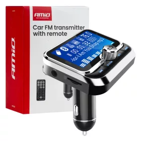   AMiO autós FM-transzmitter távirányítóval, 2×USB-A, 12/24 V (04657)
