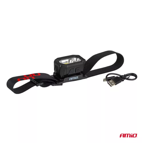 AMiO LED-es fejlámpa XPG+COB 1000mAh (BATT) (04663)