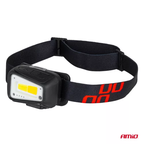 AMiO LED-es fejlámpa COB 1800mAh (BATT) (04666)
