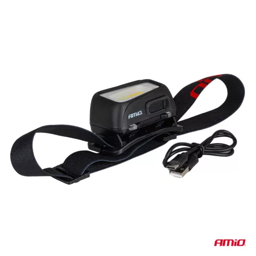 AMiO LED-es fejlámpa COB 1800mAh (BATT) (04666)