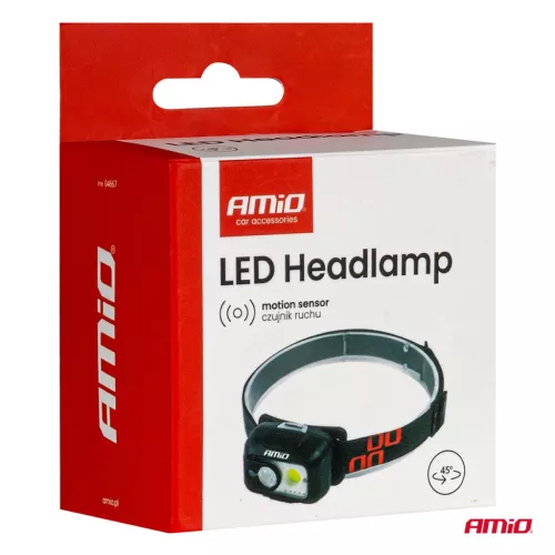 AMiO Multi-funkció újratölthető érzékelő fejlámpa XPG+COB 1800mAh (BATT) (04667)