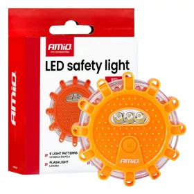   AMiO LED-es biztonsági jelzőlámpa 12SMD+3SMD 650mAh (BATT) piros (04673)