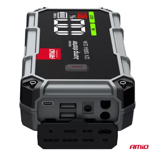 AMiO hordozható 3 az 1-ben indításrásegítő/LED/Powerbank 12V 12Ah 1000A PRO (04676)