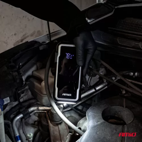 AMiO hordozható 3 az 1-ben indításrásegítő/LED/Powerbank 12V 12Ah 1600A (04678)