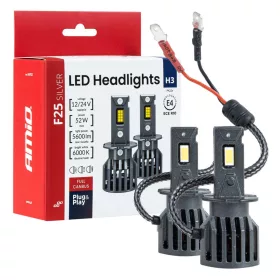   AMiO LED fényszóróizzók sorozat F25 SILVER FULL CANBUS H3 52W 12V 24V (04702)