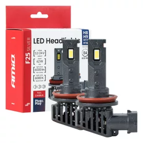   AMiO LED fényszóróizzók sorozat F25 SILVER FULL CANBUS H8/H9/H11/H16 62W 12V 24V (04705)