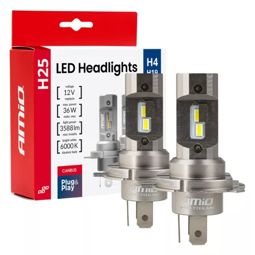AMiO LED fényszóróizzók sorozat H25 CANBUS H4 H19 12V 36W (04711)