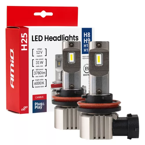 AMiO LED fényszóróizzók sorozat H25 CANBUS H8 H9 H11 H16 12V 31W (04713)