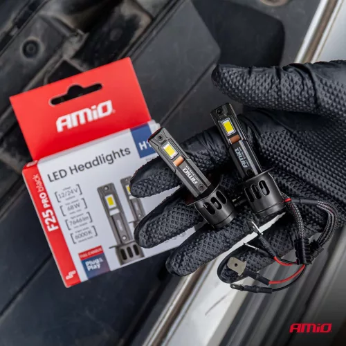 AMiO LED fényszóróizzók sorozat F25 PRO BLACK FULL CANBUS H1 68W 12V 24V (04717)