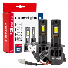   AMiO LED fényszóróizzók sorozat F25 PRO BLACK FULL CANBUS H3 68W 12V 24V (04718)