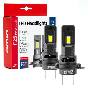   AMiO LED fényszóróizzók sorozat F25 PRO BLACK FULL CANBUS H7 68W 12V 24V (04720)