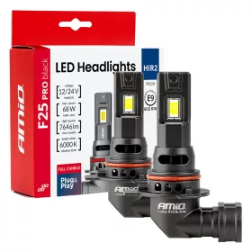   AMiO LED fényszóróizzók sorozat F25 PRO BLACK FULL CANBUS HIR2 68W 12V 24V (04724)