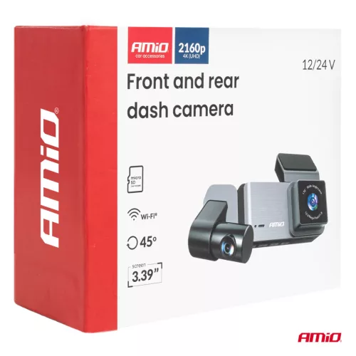 AMiO első-hátsó menetrögzítő kamera 4K + 1K + 2K WLAN WIFI UHD 512 GB (04802)