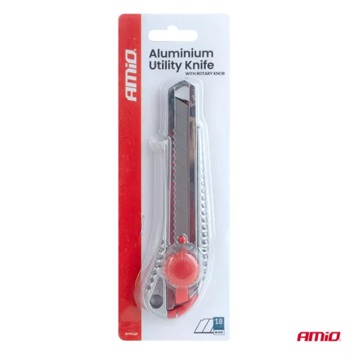 AMiO alumínium házas tapétavágó kés forgógombbal 100x18x0,5mm (04815)