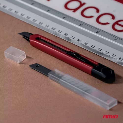 AMiO ABS házas tapétavágó kés és pengék készlet 80x9x0,4mm 1+5 (04818)