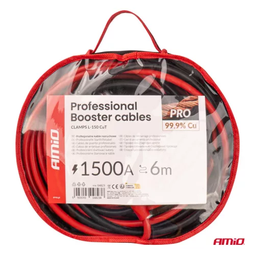 AMiO Professional indítókábel, 99.9% réz, 1500A – 6 m (04823)