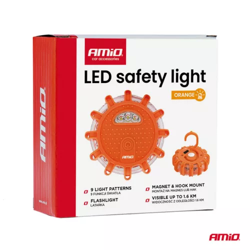 AMiO LED-es biztonsági jelzőlámpa 12SMD+3SMD 650mAh (04829)