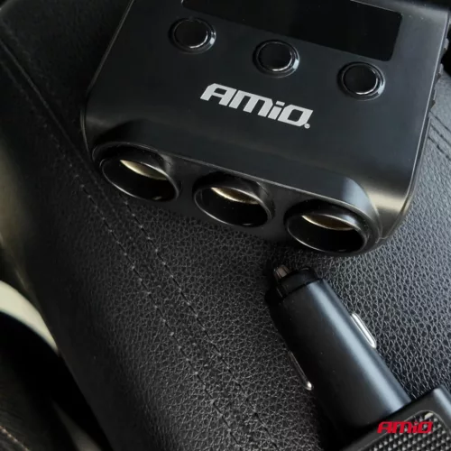 AMiO szivargyújtó-elosztó – töltő 4xUSB-a QC3.0 PD 3.0 180 W (04835)