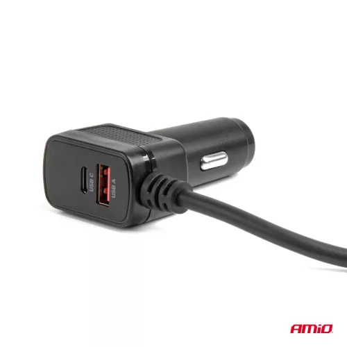 AMiO szivargyújtó-elosztó – töltő 4xUSB-a QC3.0 PD 3.0 180 W (04835)