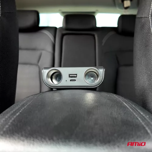 AMiO szivargyújtó-elosztó – töltő USB-C USB-A QC3.0 PD3.0 120W (04837)
