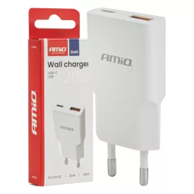 AMiO hálózati töltő 230V 20W GaN USB-C USB-A (04838)