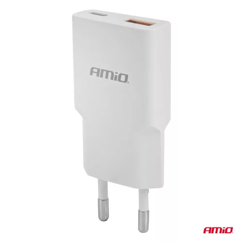 AMiO hálózati töltő 230V 20W GaN USB-C USB-A (04838)