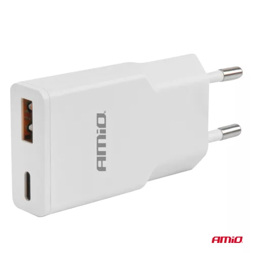 AMiO hálózati töltő 230V 20W GaN USB-C USB-A (04838)